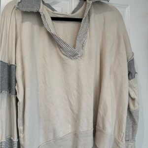 Cream and Gray Striped sweater